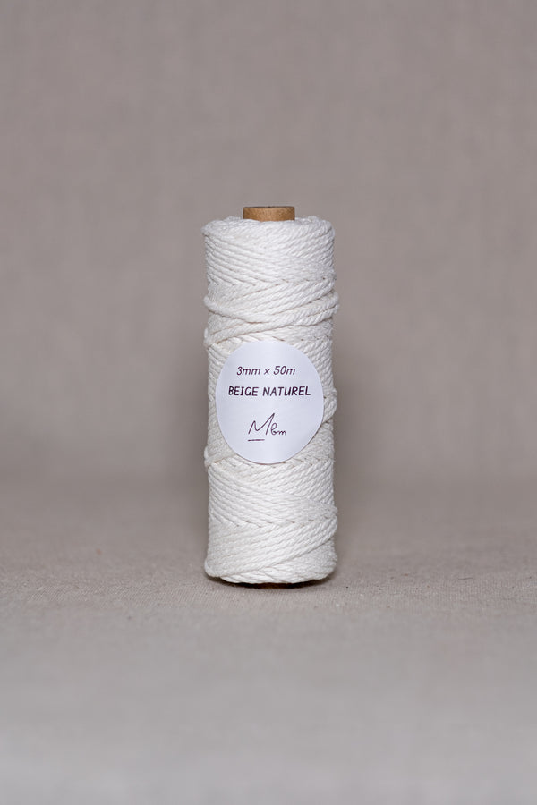 Bobine de corde à macramé 3 mm 50 mètres beige