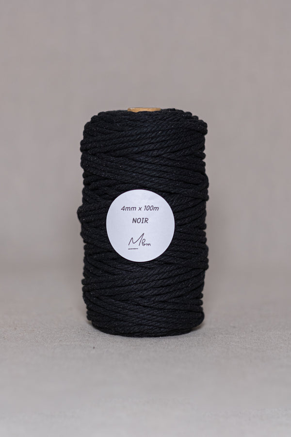 Bobine de corde à macramé 4 mm 100 mètres noir