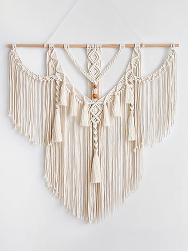 Grande décoration murale suspendue en macramé de jute mcm bohème Grande décoration murale suspendue en macramé de jute mcm bohème