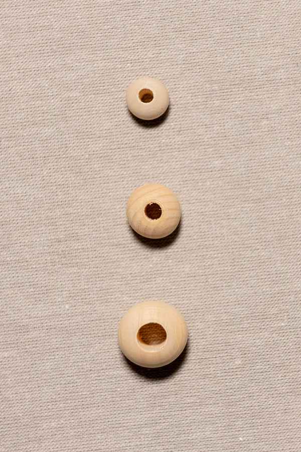 Perles en bois pour macramé, 3 diamètres à gros trous