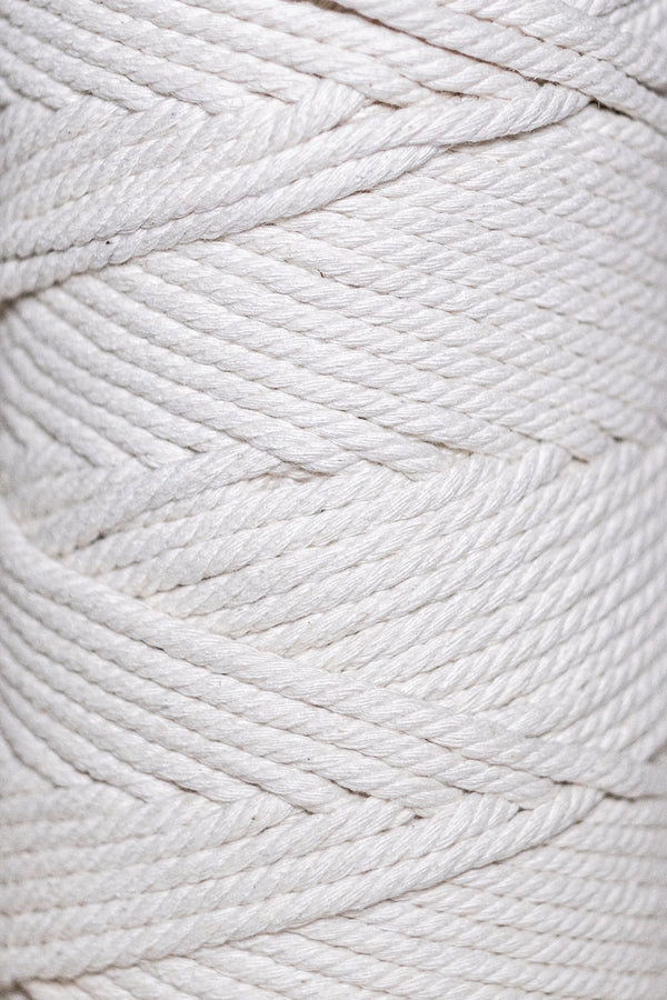 Zoom sur la texture d'une corde à macramé torsadée