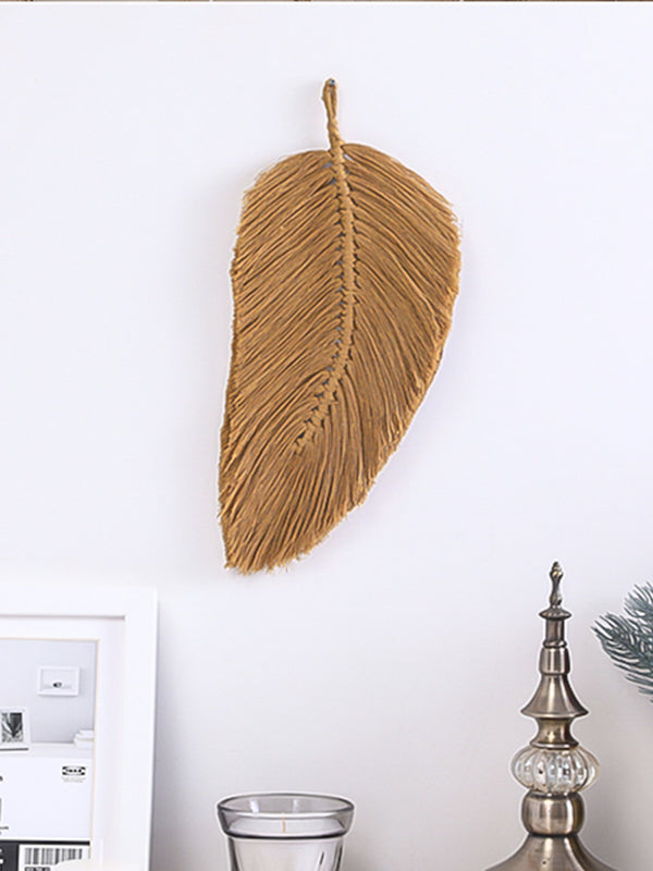 feuille macramé décoration murale couleur ocre