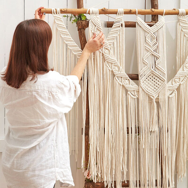 Décoration Chambre Salon Bohème Chic Nouvelle Tenture Murale En Macramé Tissé à La Main... - Grandado Tenture Boho Chic Lumineuse Décoration Chambre Salon Bohème Chic Nouvelle Tenture Murale En Macramé Tissé à La Main... - Grandado Tenture Boho Chic Lumineuse